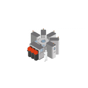 SEMICONDUCTOR CLUSTER TOOL with PROCESS MODULES, vacuum transfer module, EFEM, load ports and FOUPs